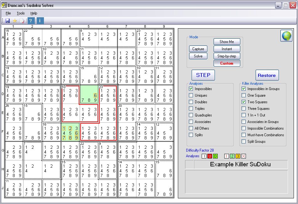 Killer Sudoku Solving Methods